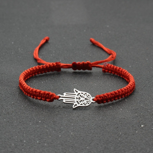 Imagen 2 de 5 de Set 2 Pzas Pulseras De Pareja Mano Fátima Tejidas Protección