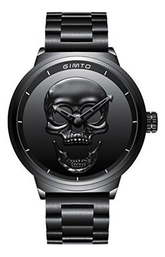 Gimto Creative 3d Skull Reloj Para Hombre Cool Stainless Ste