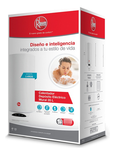 Calentador Agua Depósito Eléctrico Mural Rheem 35litros 127v