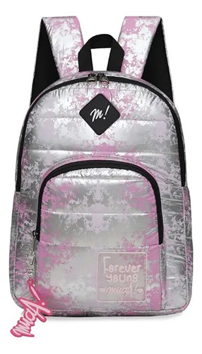 Mochila Muaa Portanotebook Urbana Cod 17609 Color Plateado Diseño De La Tela Lisa