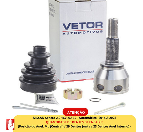 Junta Homocinetica Vetor Nissan:sentra 2.0 16v 14... Vt5383