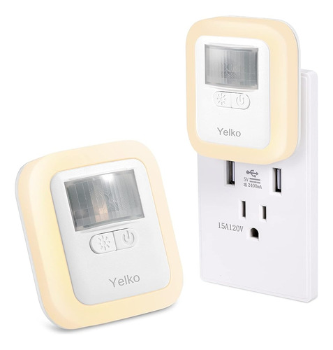 Yelko Nigh Lights Se Conecta A La Pared, 200lumen Extra Brig