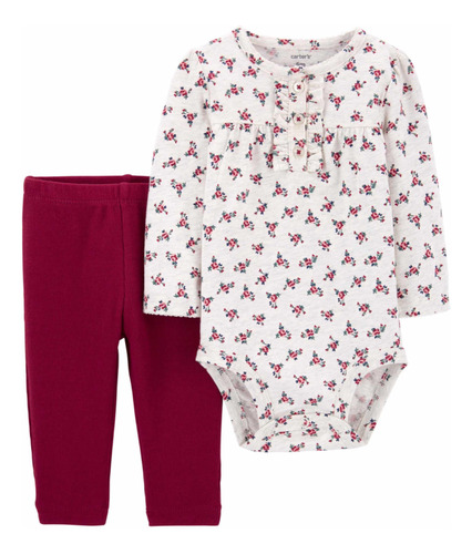 Carters. Conjunto Pantalon Y Body. Bordo. Talle Rn.