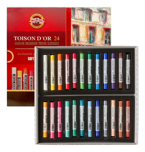 Pastel Tiza Koh-i-noor Toison D´or X 24 Colores Cuadrado Color Azul