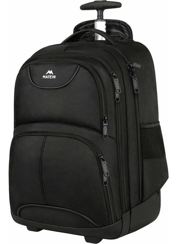 Mochila De Viaje Matein Impermeable Con Ruedas, Negro 15.6 P