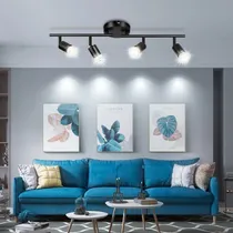 Comprar Iluminación De Riel Led De 4 Luces Incluye 4 Bombillas Negra Estructura Luz Blanca