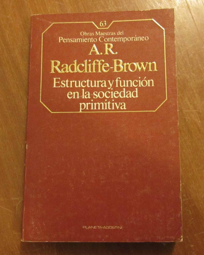 Libro Estructura Y Función Sociedad Primitiva Radcliffe Brow