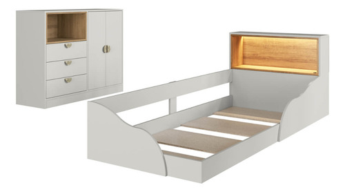 Quarto Infantil Completo Cômoda E Cama Montessoriana Cj080 Arenas Art In Móveis