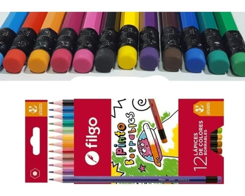 Lapices De Colores Filgo X 12 Colores Borrables