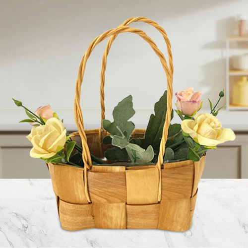 Cesta De Flores De Ratán, Cesta Tejida De Ratán, Arreglo