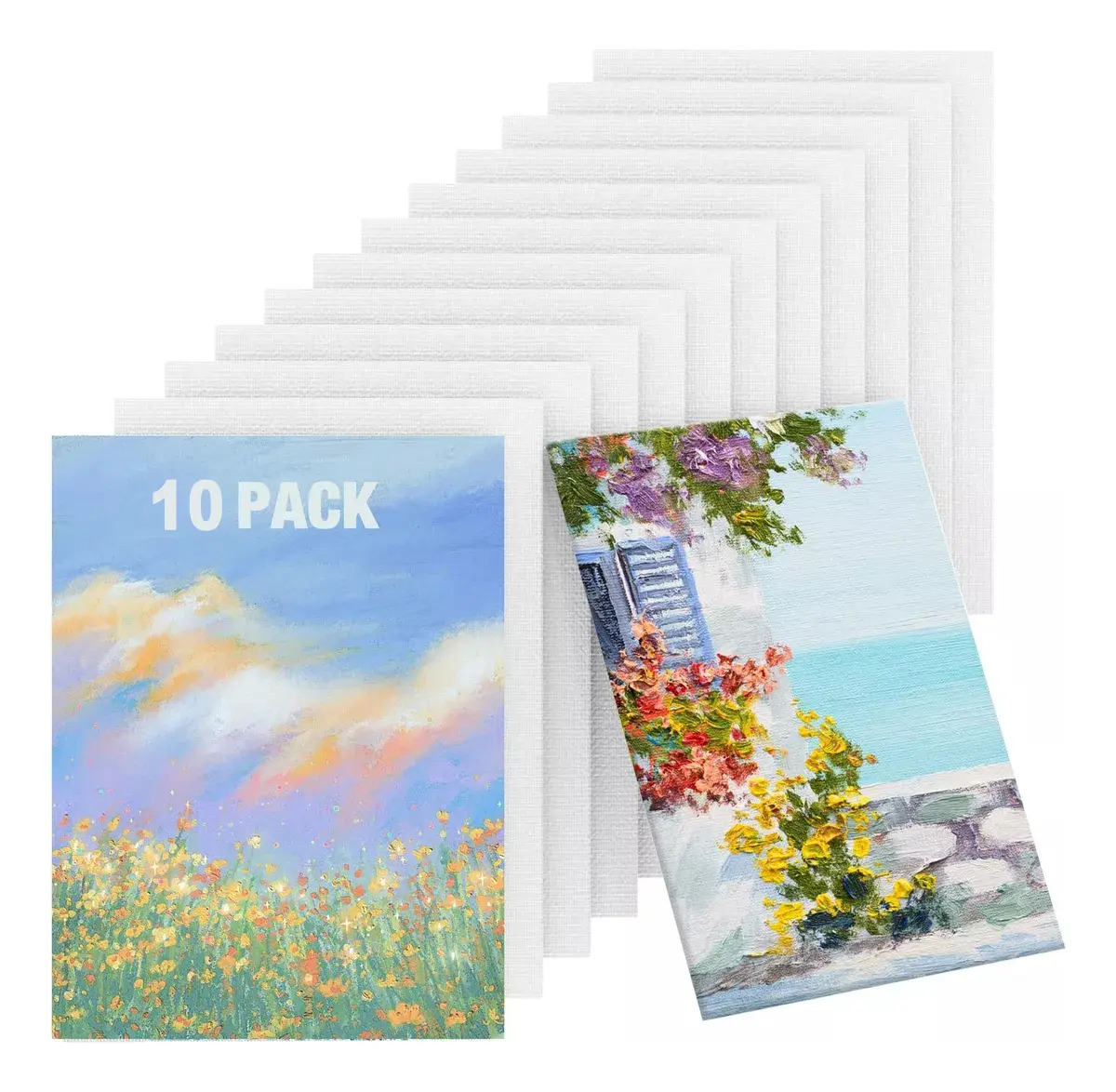 Pack de 10 Paneles de Lienzo para Pintar con Acrílico y Óleo de 25 x 20 cm