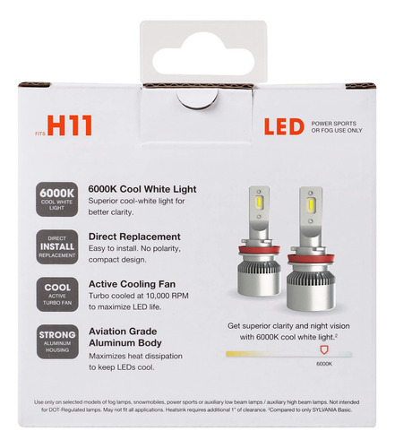 Bombillas Led Powersport Sylvania H11 6000 K Para Faros Dela