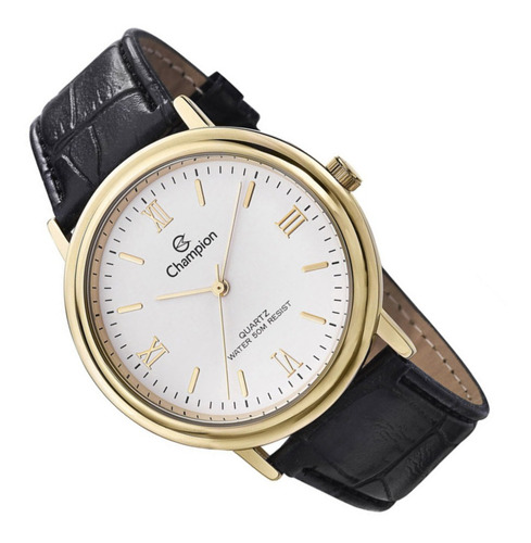 Relogio Masculino Dourado Champion Pulseira Couro Original