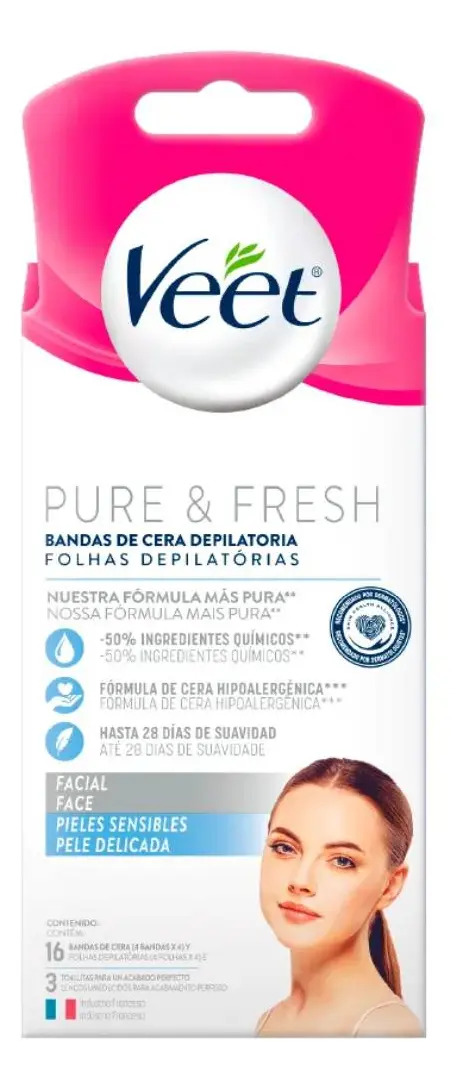 16 Folhas Depilatórias Pure E Fresh Facial - Veet