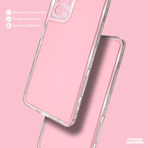 Funda Moto E22i / E22 Uso Rudo Con Mica Colores Rosa