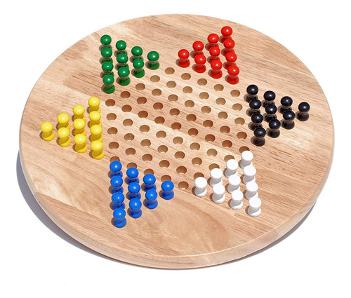 Juego De Tablero De Damas Chinas De Madera Maciza Con