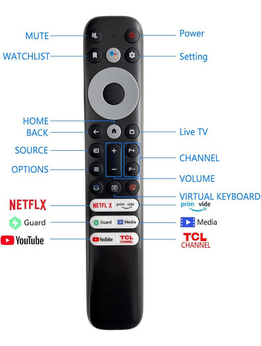 Control Remoto Para Pantalla Tcl Google Tv Con Voz Negro