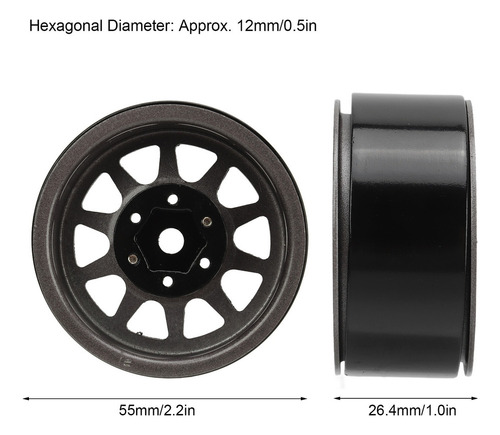 Juego Llantas Rc 4 Piezas For Axial Scx10 Ii Iii Titanium