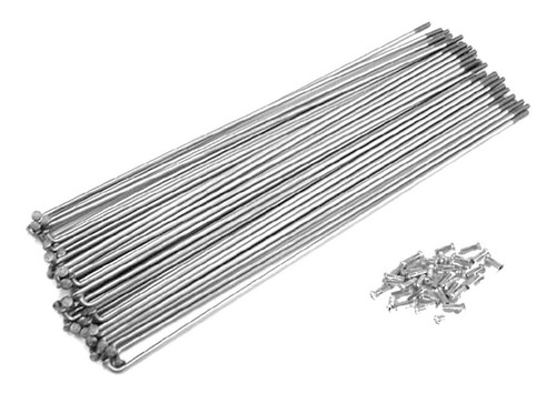 Imagen 1 de 4 de Rayos Bicicleta 2mm X 265mm Plateados Con Niples 72 Unidades