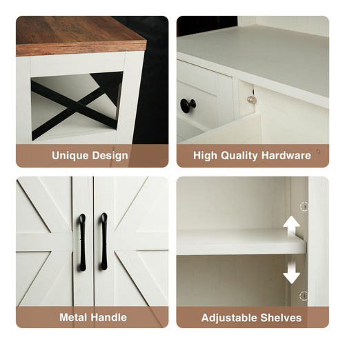Credenza Recibidor Multiusos Para Sala Mesa Auxiliar Bufeter Blanco
