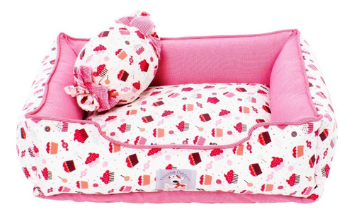 Cama Caminha Pet Cachorro Cupcake Bege M 65x53cm