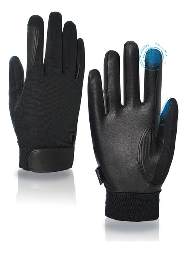 Onnas Guantes De Equitacion De Invierno 100% Cuero Para Muje