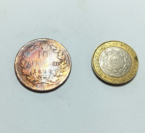 Moneda Antigua 10 Centesimi Italia 1866 - Numismatica