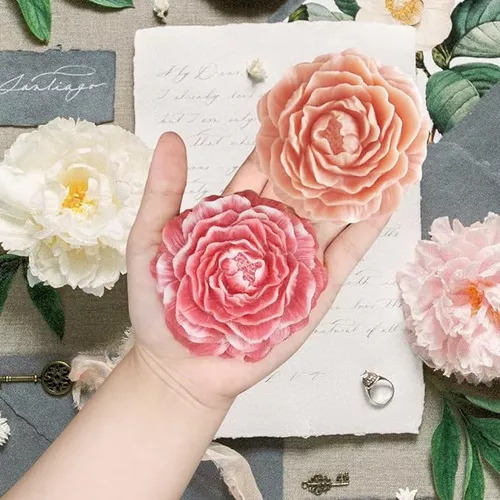 Molde De Silicona Para Hacer Velas De Flores Peonías 3pack