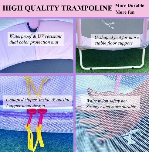 Trampolín Langxun Para Niños Pequeños De 5 Pies Con Red, Aro