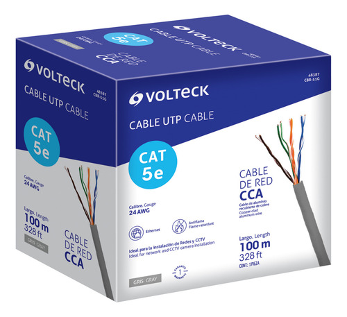 Cable Utp Cat5e Bobina 100m Gris