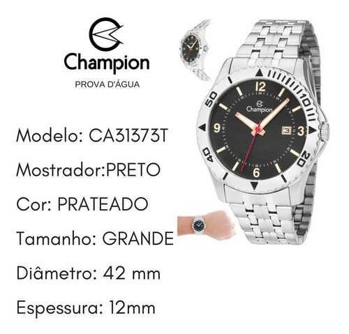 Relógio Masculino Champion Ca31373t Prata