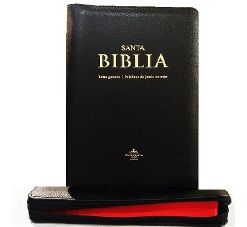 Biblia Vinil Con Cierre Letra Grande Palabra Roja De Jesús