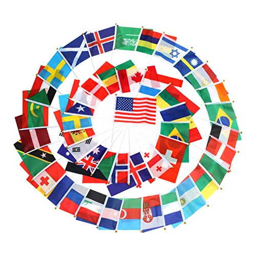 Bandera De Palo Pequeña De Mano Redonda De 200 Países...