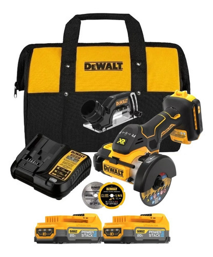 Recortadora Sem Fio 20v Dewalt Dcs438 2bat Powerstack +bolsa Cor Amarelo