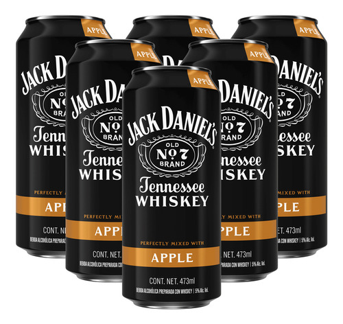 Pack X 6 Latas De Bebida Jack Daniel's Con Manzana 473ml C/u