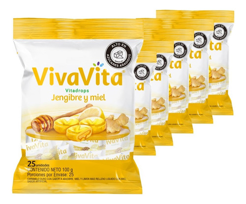 Pastillas Dulces Vivavita Vitadrop - Unidad  Presentación Viva Vita Jengibre y Miel