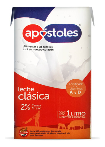 Leche Descremada Apostoles Sin Tacc Fortificada 1l Pack X12