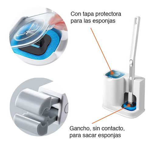 Cepillo Limpiador Baño Wc 10 Esponjas Desechables Desinfecta