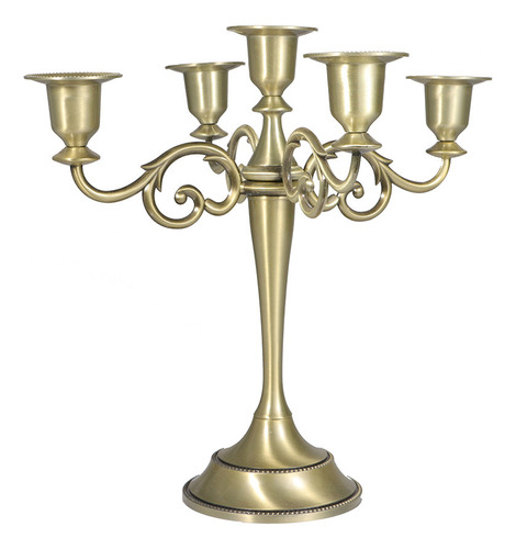 Antiguo Candelabro Europeo De Bronce De Cinco Cabezas