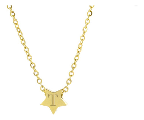 Collar Plata Dije Estrella Personalizada Inicial Letra D