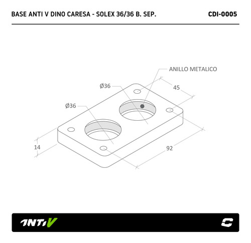 Base Carburador Dino Caresa 36 36 Bocas Sep Collino Anti V