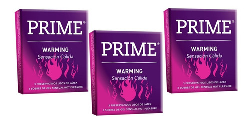 Preservativo Prime Warming X3 Cajitas X3 Un + Gel Intimo Hot