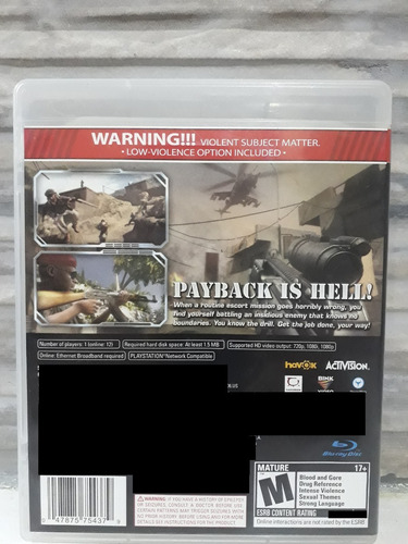 Soldier Of Fortune Payback Ps3 (Usado)