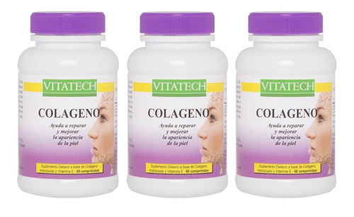 Colágeno X 60 Comprimidos 3 Potes Vitatech - Vip