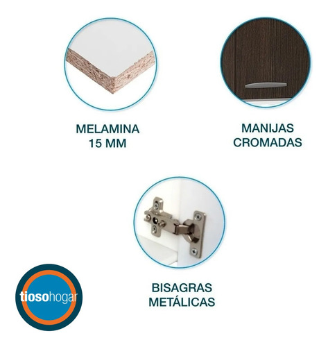 Imagen 3 de 10 de Alacena Melamina Cocina Puertas 120 Fresno Negro
