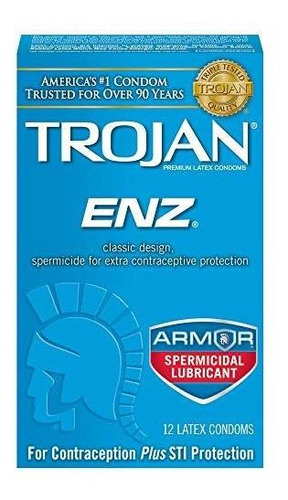 Trojan Enz Espermicida Lubricado, (paquete De 4), (48 Condon