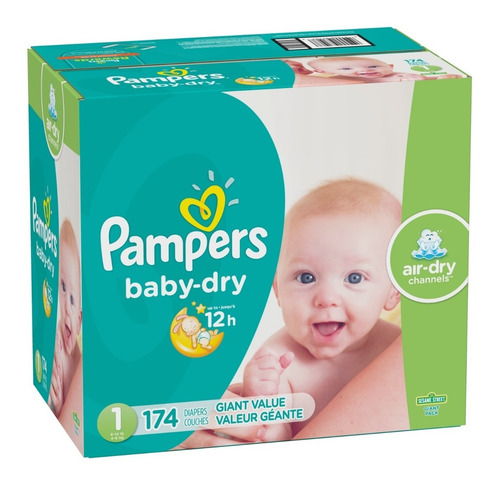 Pañales Pampers Baby Dry, Talla 1, 174 Piezas