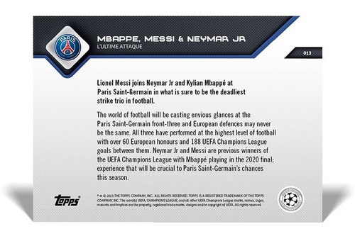 Messi, Mbappe, Neymar Jr Psg Champions Lote De 3 Tarjetas