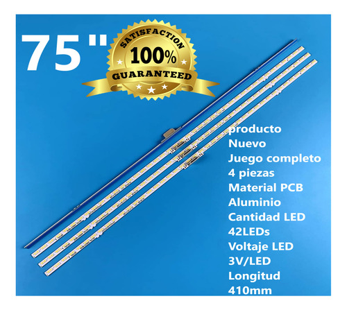 4 Tiras Con 42 Leds Compatible Para Un75au7000fxza