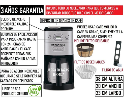 Cafetera Cuisinart Con Molino Automatica Programable 24horas